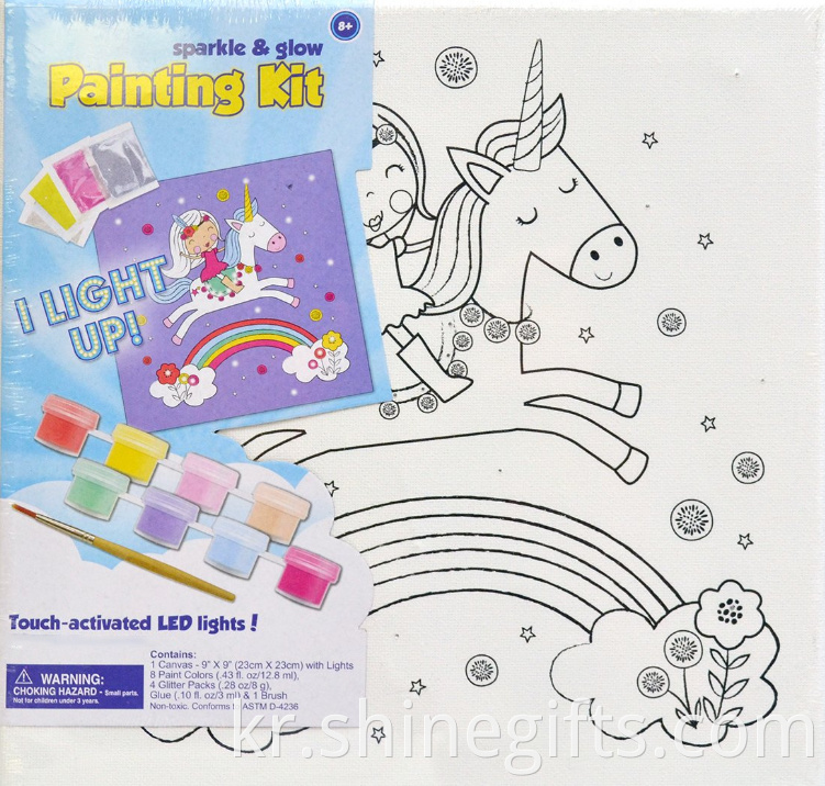 Family Fun Night Educational DIY Toys Canvas Sparkle and Glow Painting Kit for Kids